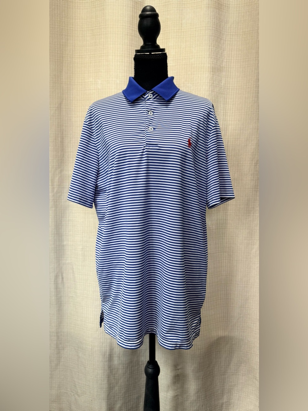 Polo Ralph Lauren Performance Short Sleeve Polo Shirt Blue Stripe Men’s M Golf